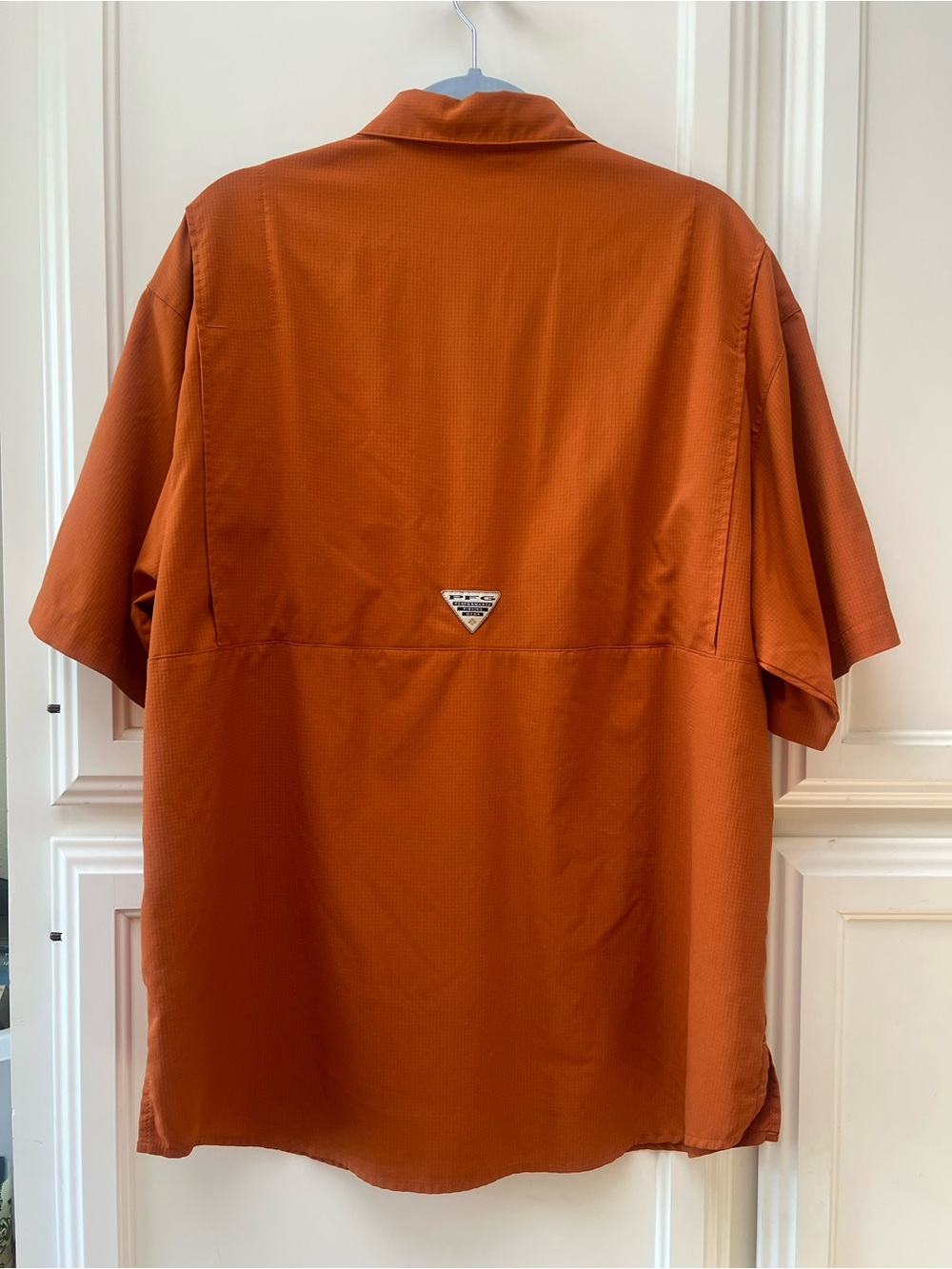 Columbia Men's Short-Sleeve Button-Down Shirt - Burnt Orange with White Logo - Picture 7 of 7